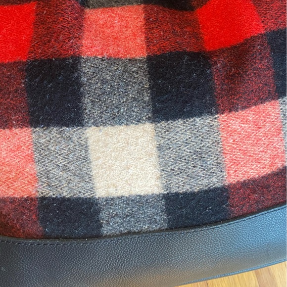 LL Bean Buffalo Plaid with Black Leather Trim Shoulder Bag Signature Collection - Picture 10 of 12